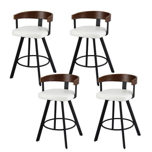 4x Artiss Bar Stools Swivel Kitchen Chairs Metal Legs Bentwood Counter White PU BA-TW-W0100-WHX4