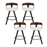 4x Artiss Bar Stools Swivel Kitchen Chairs Metal Legs Bentwood Counter White PU BA-TW-W0100-WHX4