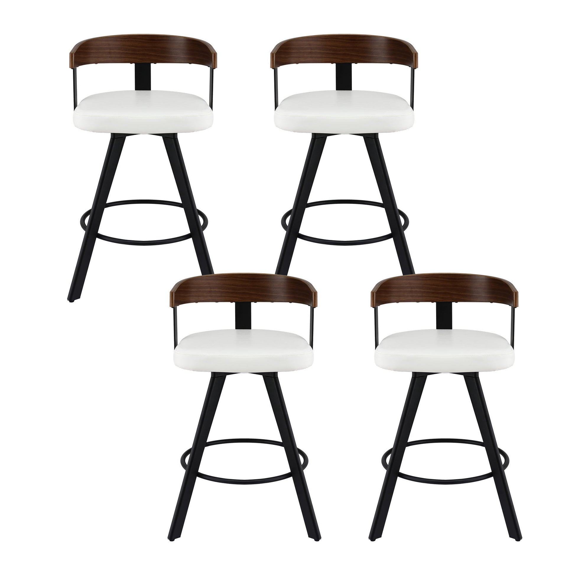 4x Artiss Bar Stools Swivel Kitchen Chairs Metal Legs Bentwood Counter White PU BA-TW-W0100-WHX4