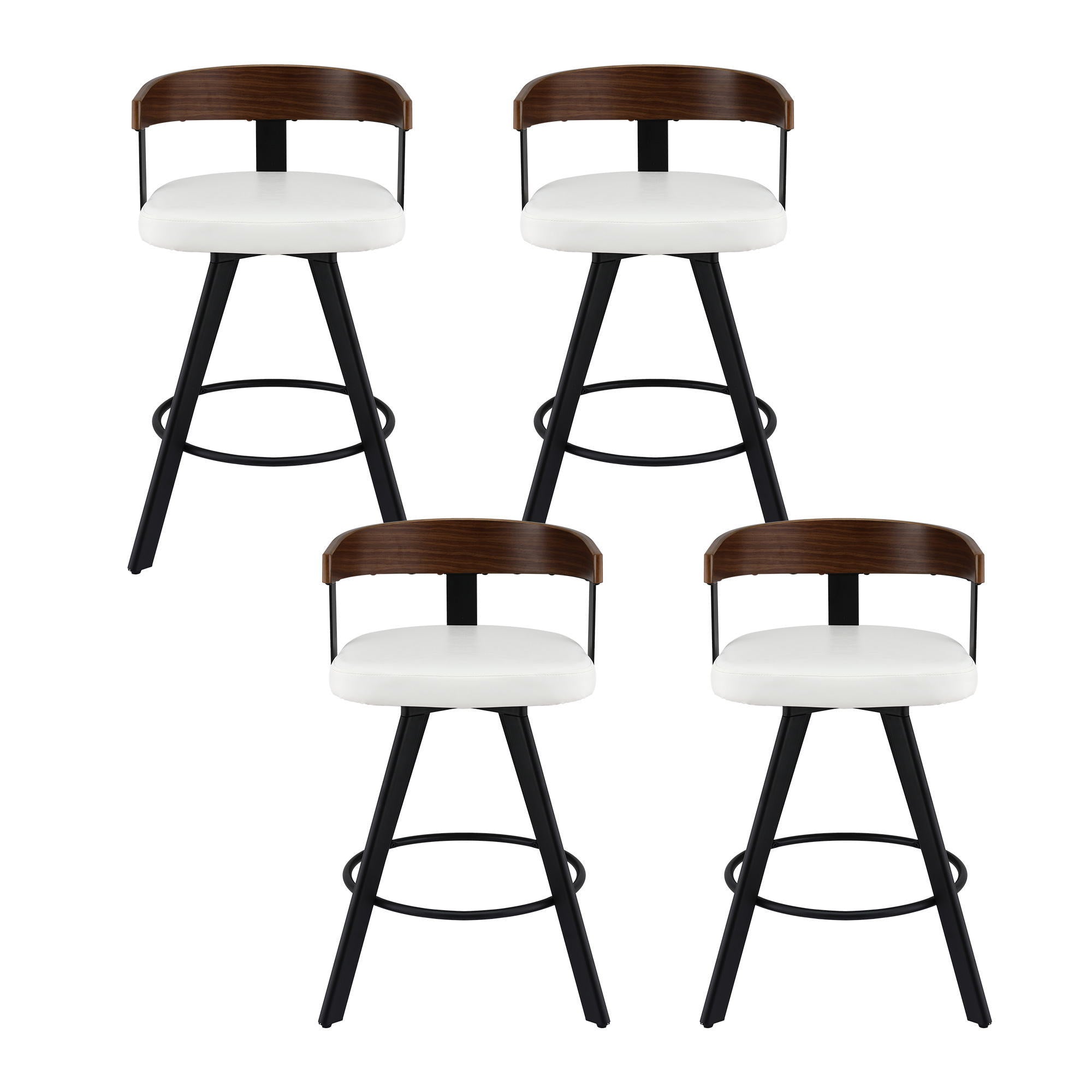 4x Artiss Bar Stools Swivel Kitchen Chairs Metal Legs Bentwood Counter White PU BA-TW-W0100-WHX4