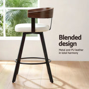 4x Artiss Bar Stools Swivel Kitchen Chairs Metal Legs Bentwood Counter White PU BA-TW-W0100-WHX4
