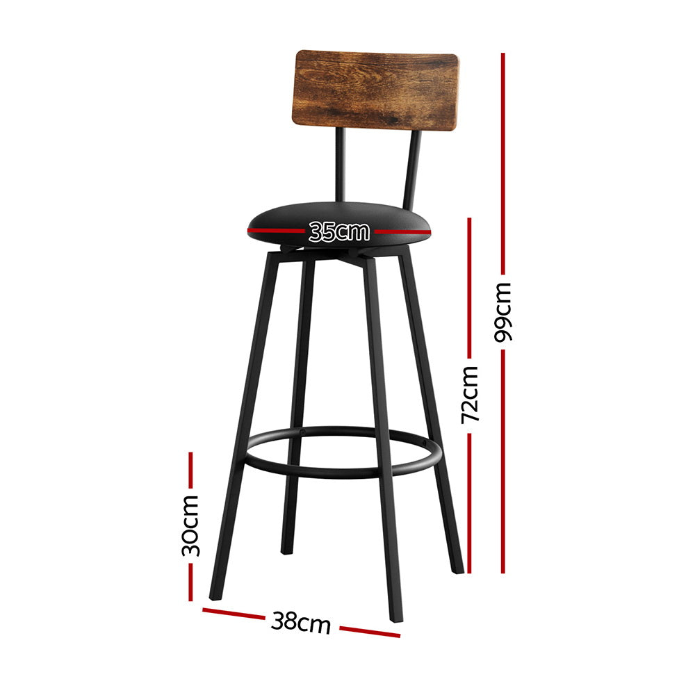Artiss 2X Industrial Bar Stools Upholstered Counter Chairs Steel Frame Anti-Scratch BA-U-4789-WALX2