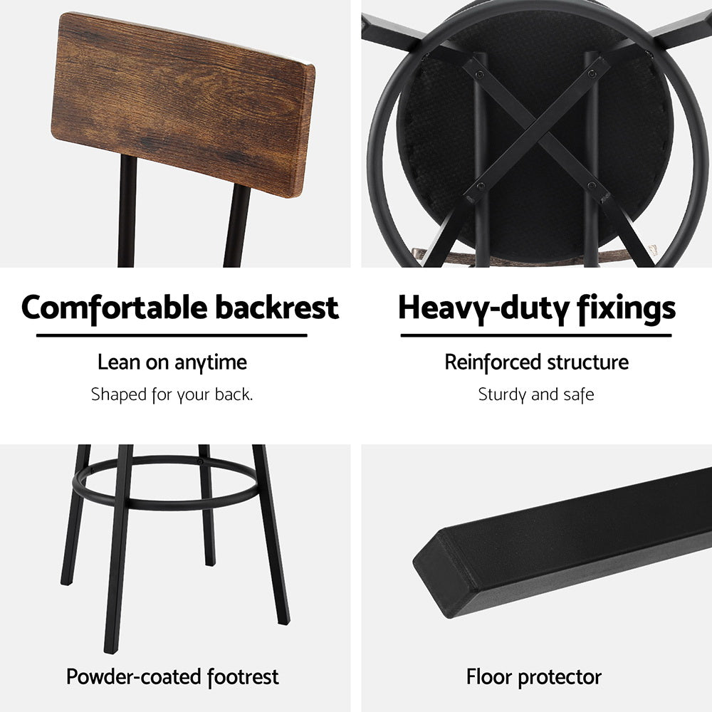 Artiss 2X Industrial Bar Stools Upholstered Counter Chairs Steel Frame Anti-Scratch BA-U-4789-WALX2