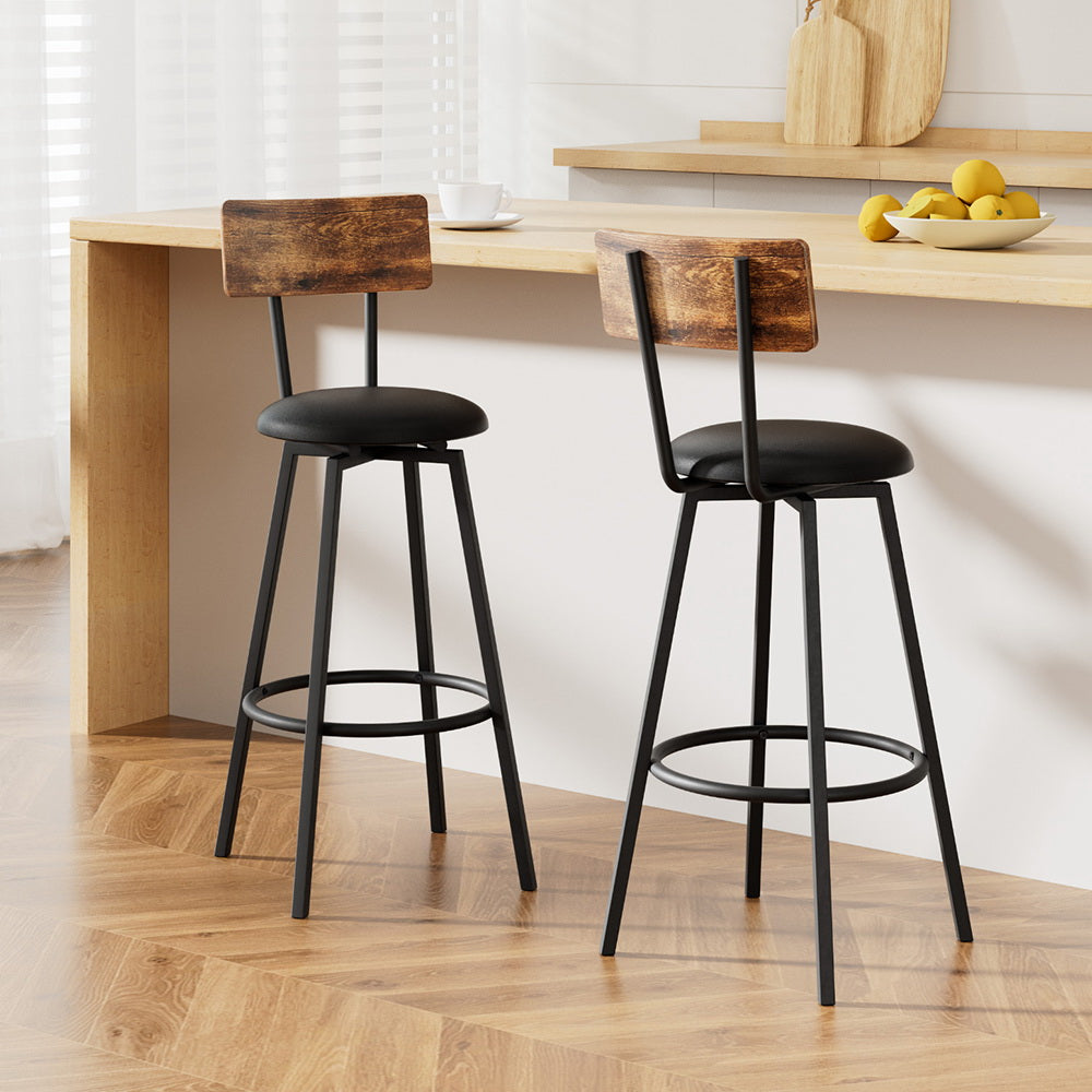 Artiss 2X Industrial Bar Stools Upholstered Counter Chairs Steel Frame Anti-Scratch BA-U-4789-WALX2