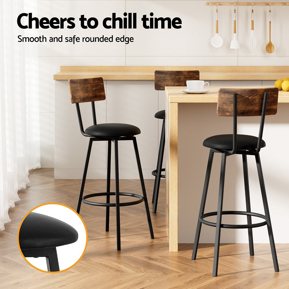 Artiss 4X Industrial Bar Stools Upholstered Counter Chairs Steel Frame Anti-Scratch BA-U-4789-WALX4