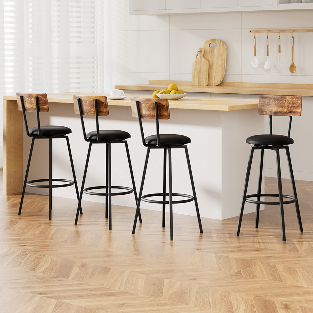 Artiss 4X Industrial Bar Stools Upholstered Counter Chairs Steel Frame Anti-Scratch BA-U-4789-WALX4