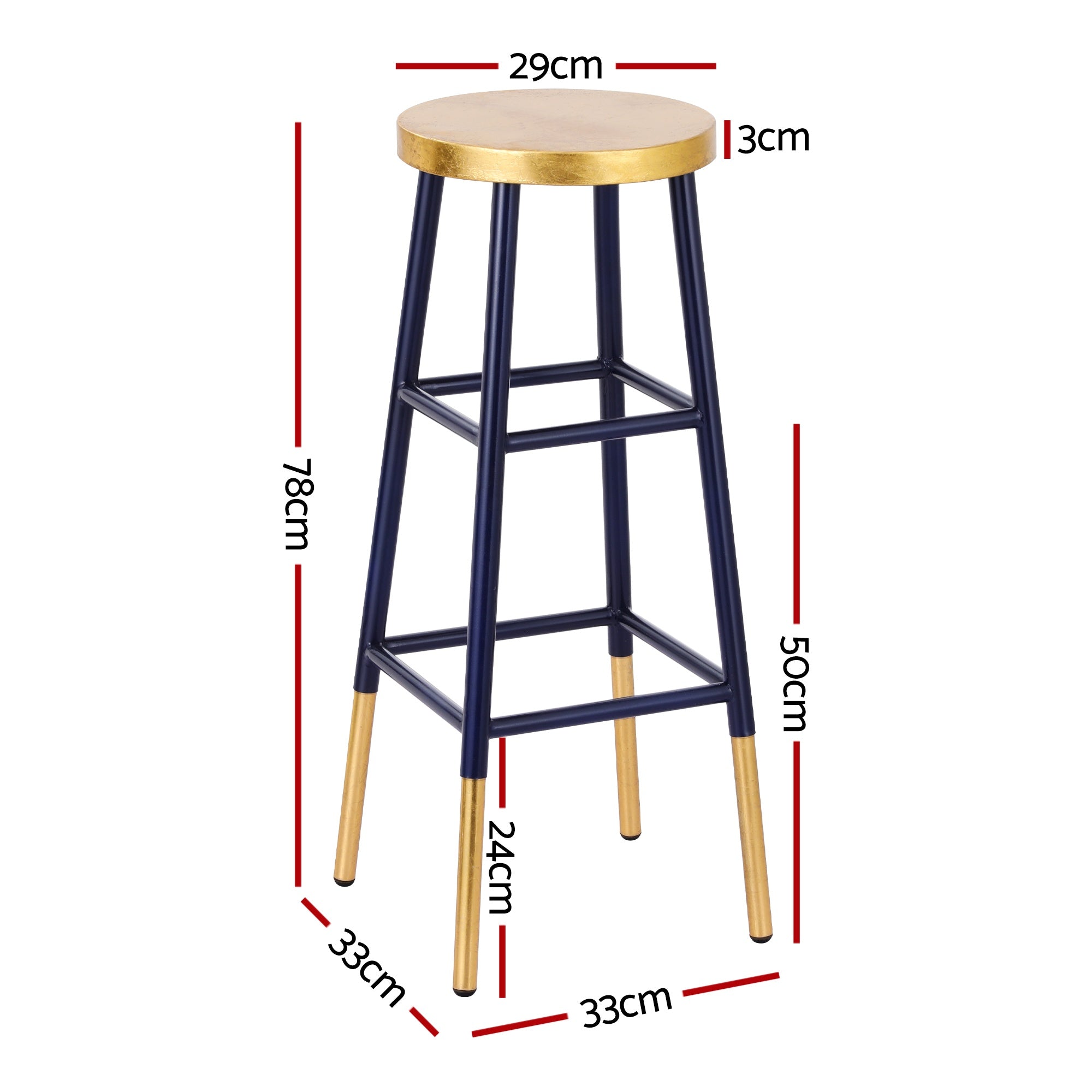 Artiss Bar Stools Metal Gold Navy BA-U-5005-NAGD