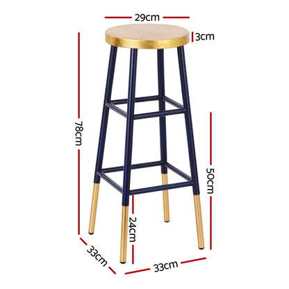 Artiss Bar Stools Metal Gold Navy BA-U-5005-NAGD