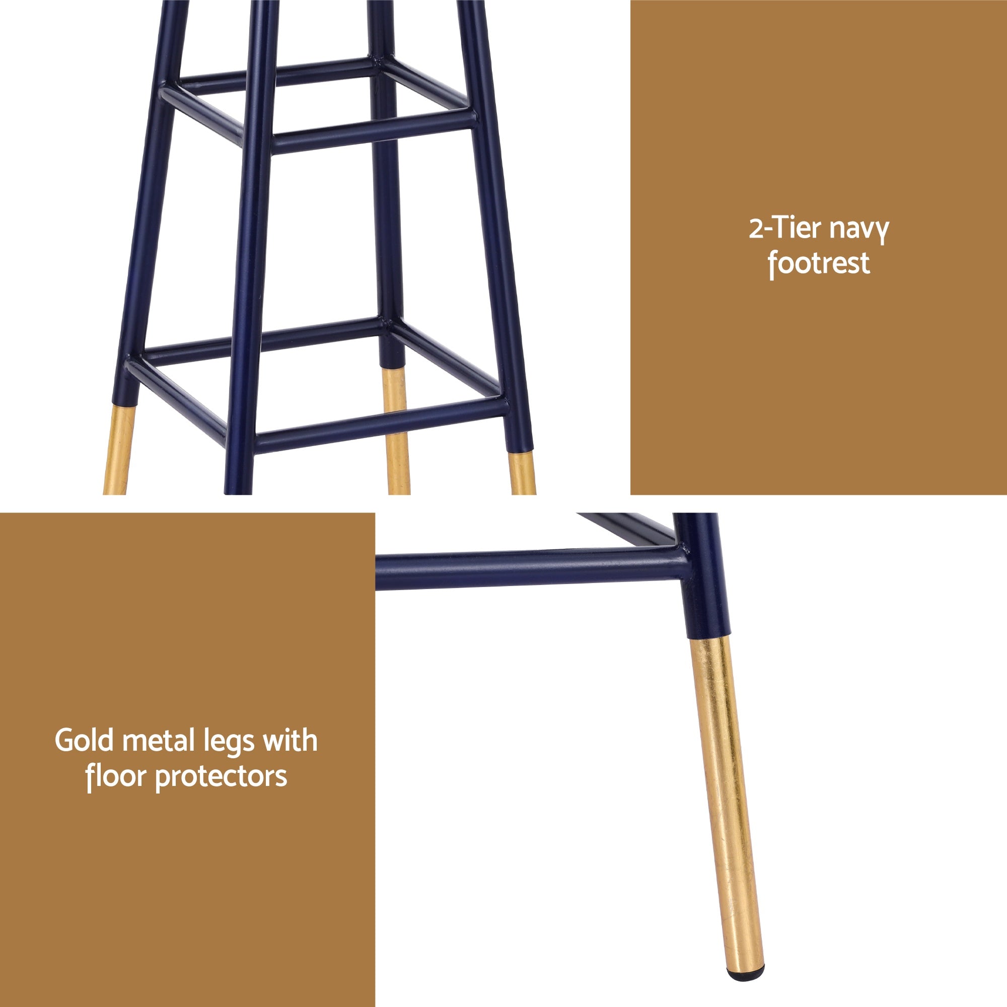 Artiss Bar Stools Metal Gold Navy BA-U-5005-NAGD
