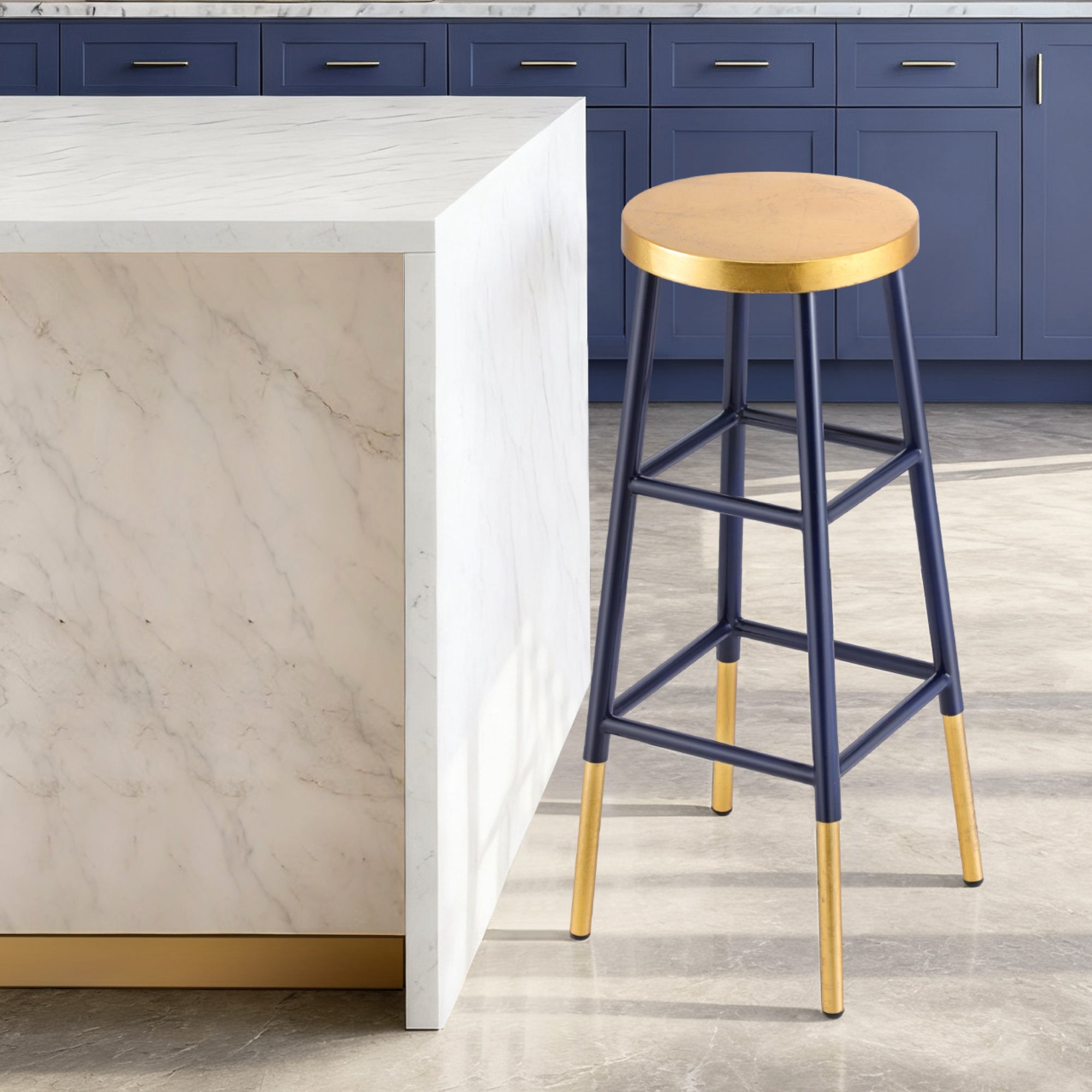 Artiss Bar Stools Metal Gold Navy BA-U-5005-NAGD
