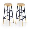 Artiss 2x Bar Stools Metal Gold Navy BA-U-5005-NAGDX2