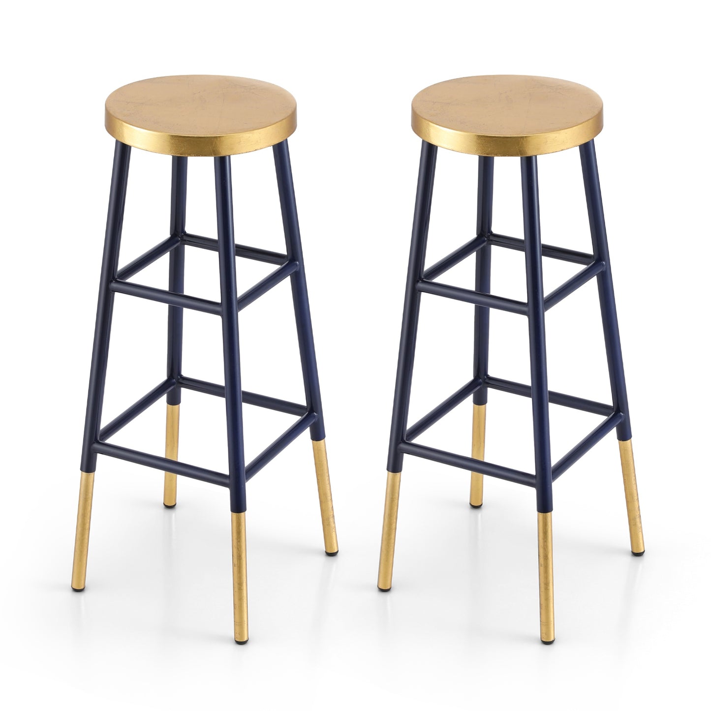 Artiss 2x Bar Stools Metal Gold Navy BA-U-5005-NAGDX2
