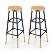 Artiss 2x Bar Stools Metal Gold Navy BA-U-5005-NAGDX2