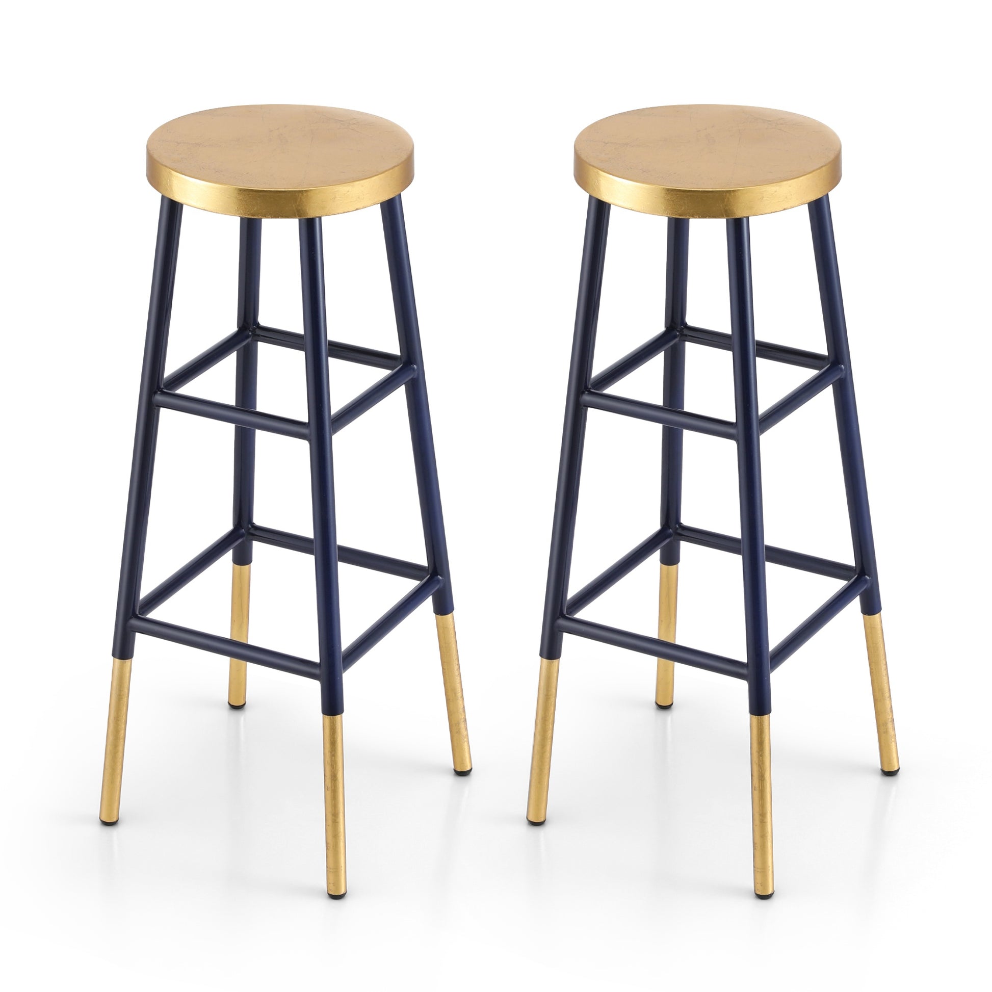 Artiss 2x Bar Stools Metal Gold Navy BA-U-5005-NAGDX2