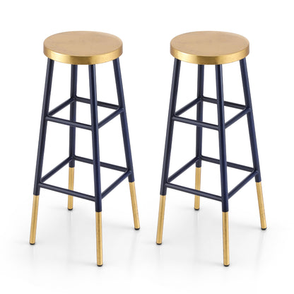Artiss 2x Bar Stools Metal Gold Navy BA-U-5005-NAGDX2
