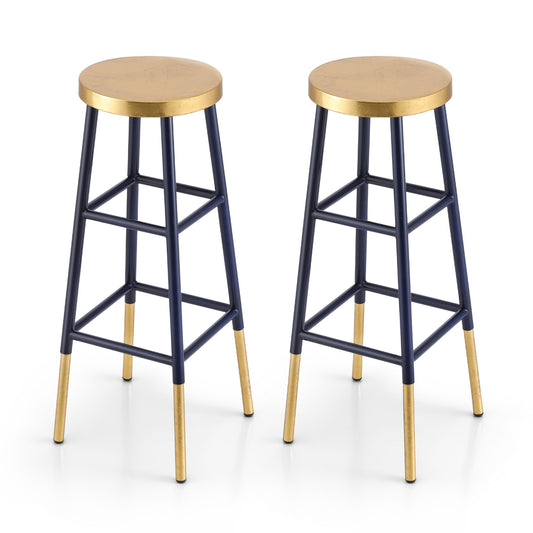 Artiss 2x Bar Stools Metal Gold Navy BA-U-5005-NAGDX2
