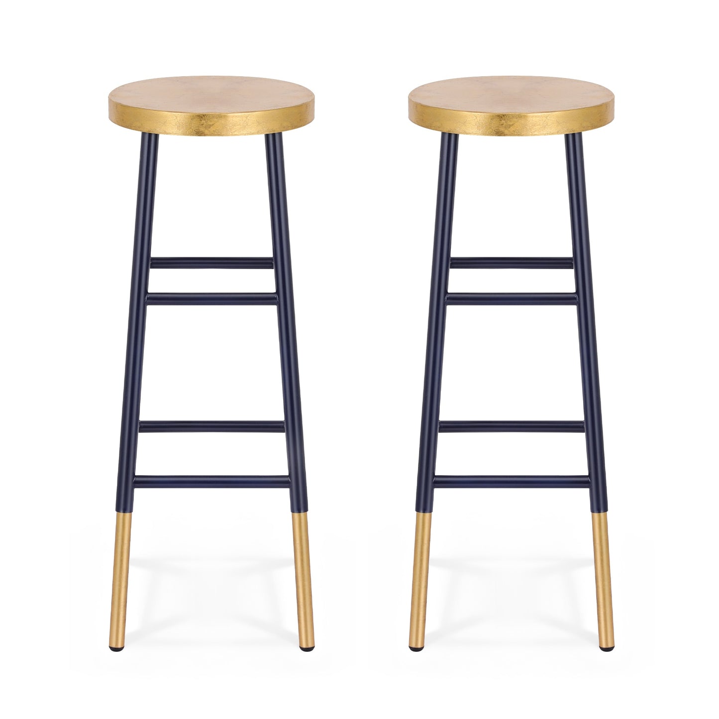 Artiss 2x Bar Stools Metal Gold Navy BA-U-5005-NAGDX2