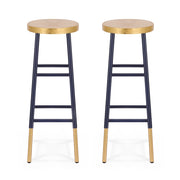 Artiss 2x Bar Stools Metal Gold Navy BA-U-5005-NAGDX2
