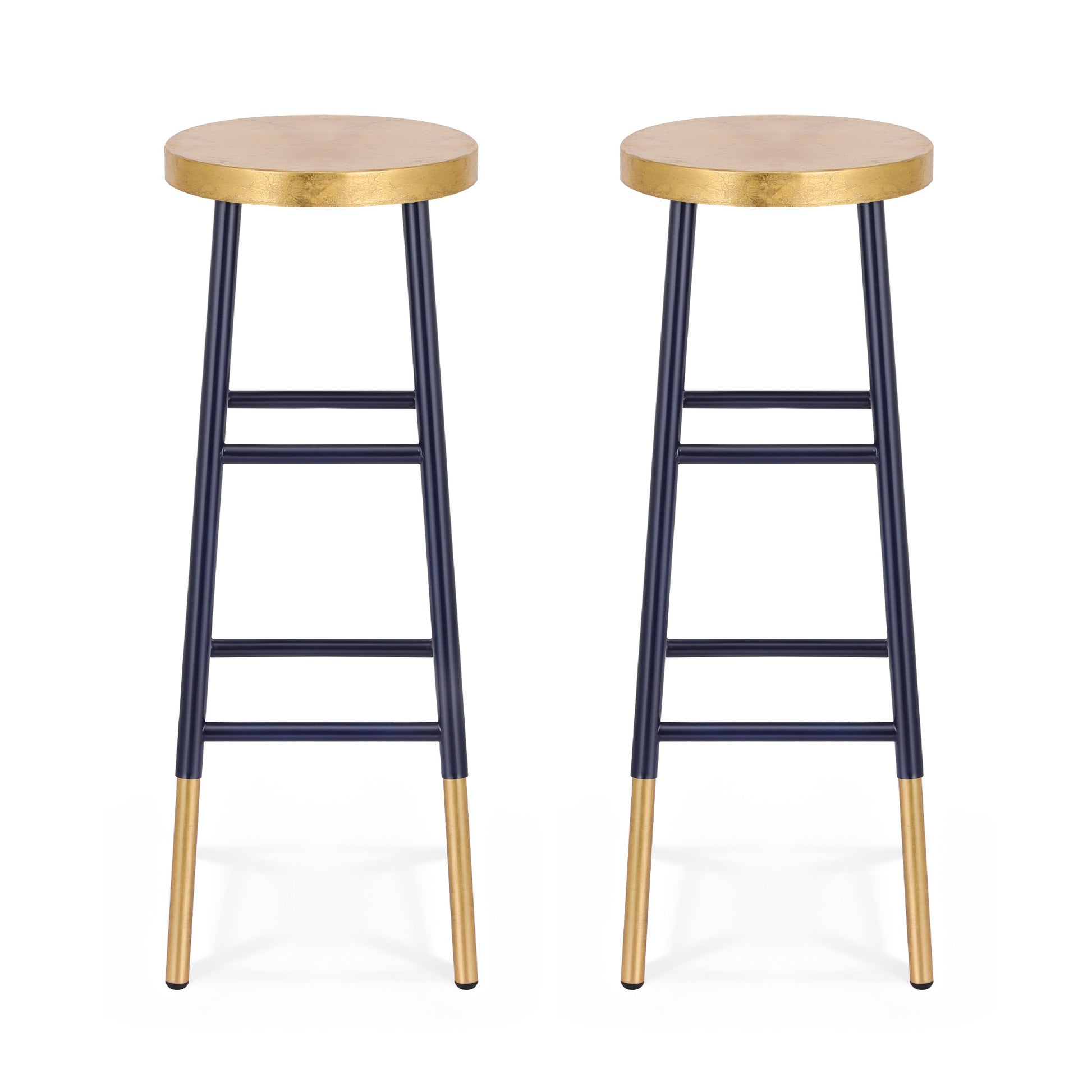 Artiss 2x Bar Stools Metal Gold Navy BA-U-5005-NAGDX2