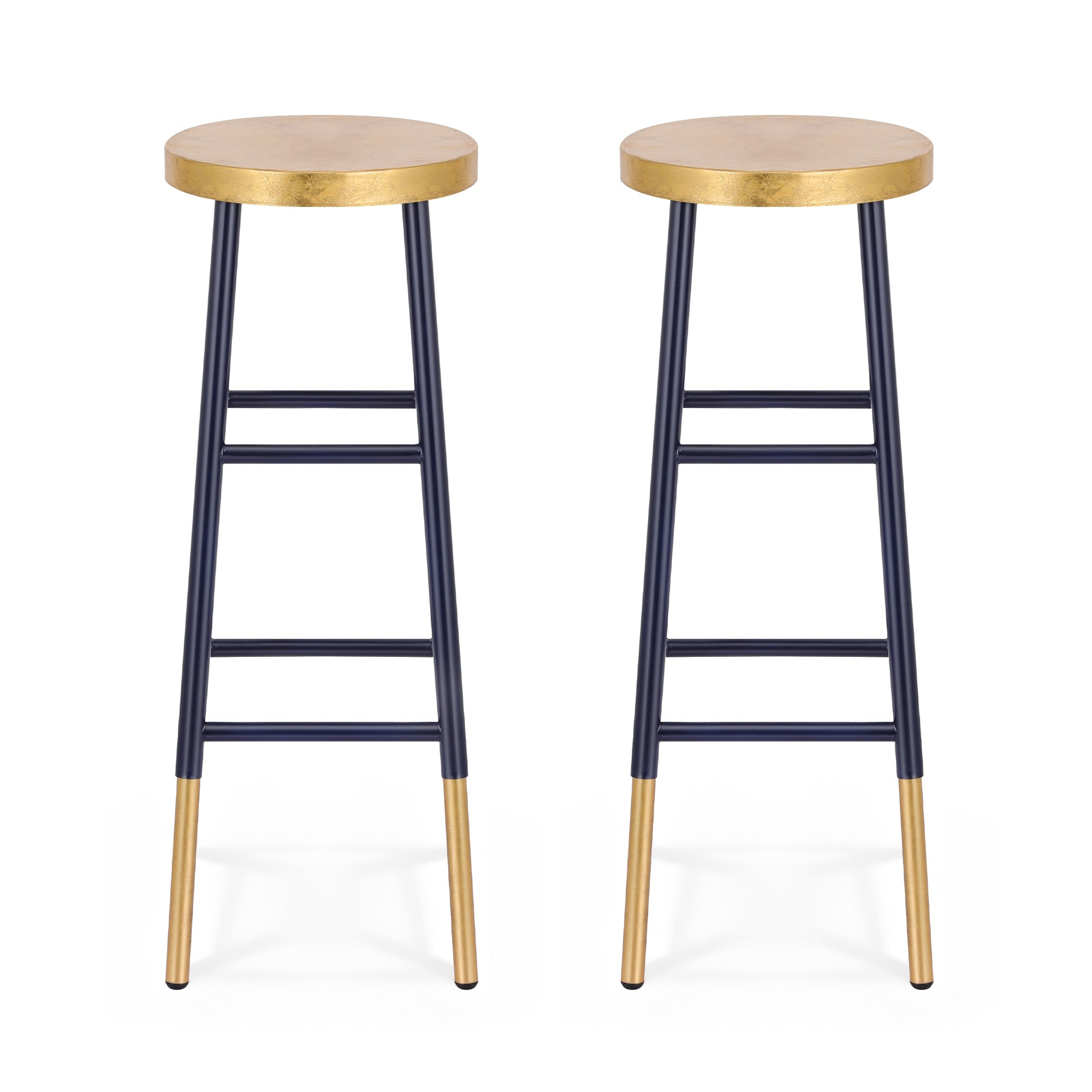 Artiss 2x Bar Stools Metal Gold Navy BA-U-5005-NAGDX2