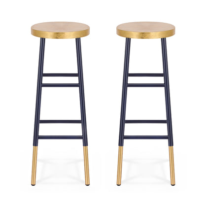Artiss 2x Bar Stools Metal Gold Navy BA-U-5005-NAGDX2