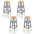 Artiss 4x Bar Stools Metal Gold Navy BA-U-5005-NAGDX4