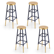 Artiss 4x Bar Stools Metal Gold Navy BA-U-5005-NAGDX4