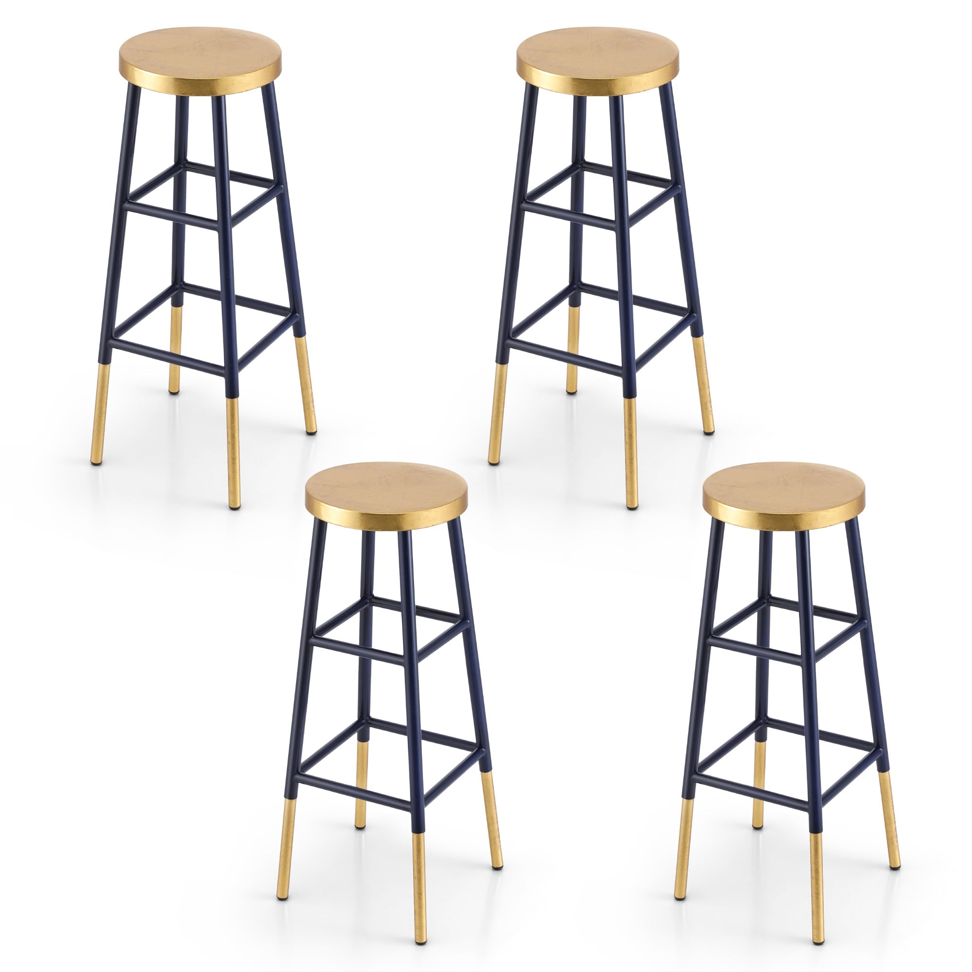 Artiss 4x Bar Stools Metal Gold Navy BA-U-5005-NAGDX4