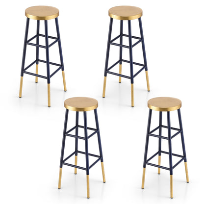 Artiss 4x Bar Stools Metal Gold Navy BA-U-5005-NAGDX4