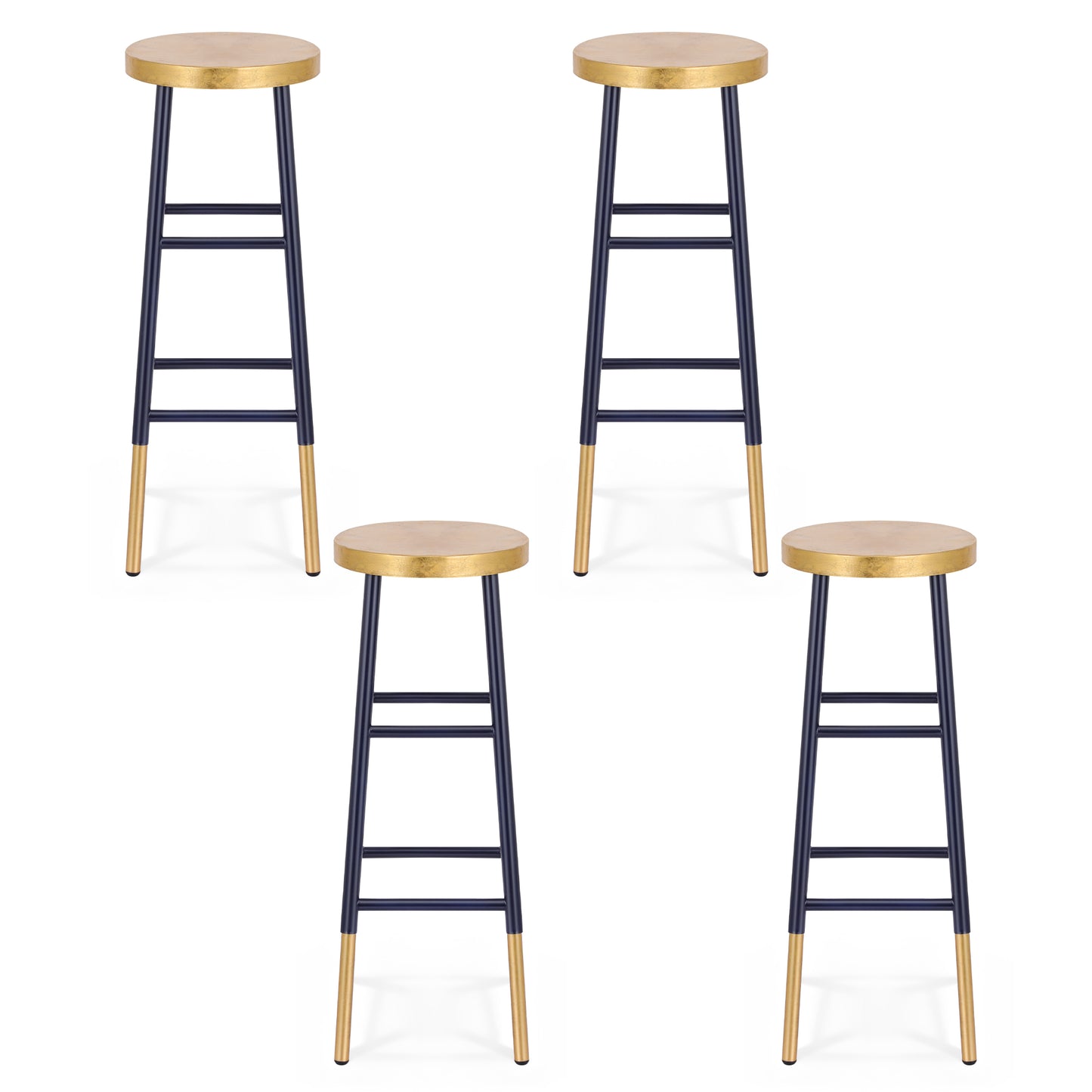 Artiss 4x Bar Stools Metal Gold Navy BA-U-5005-NAGDX4