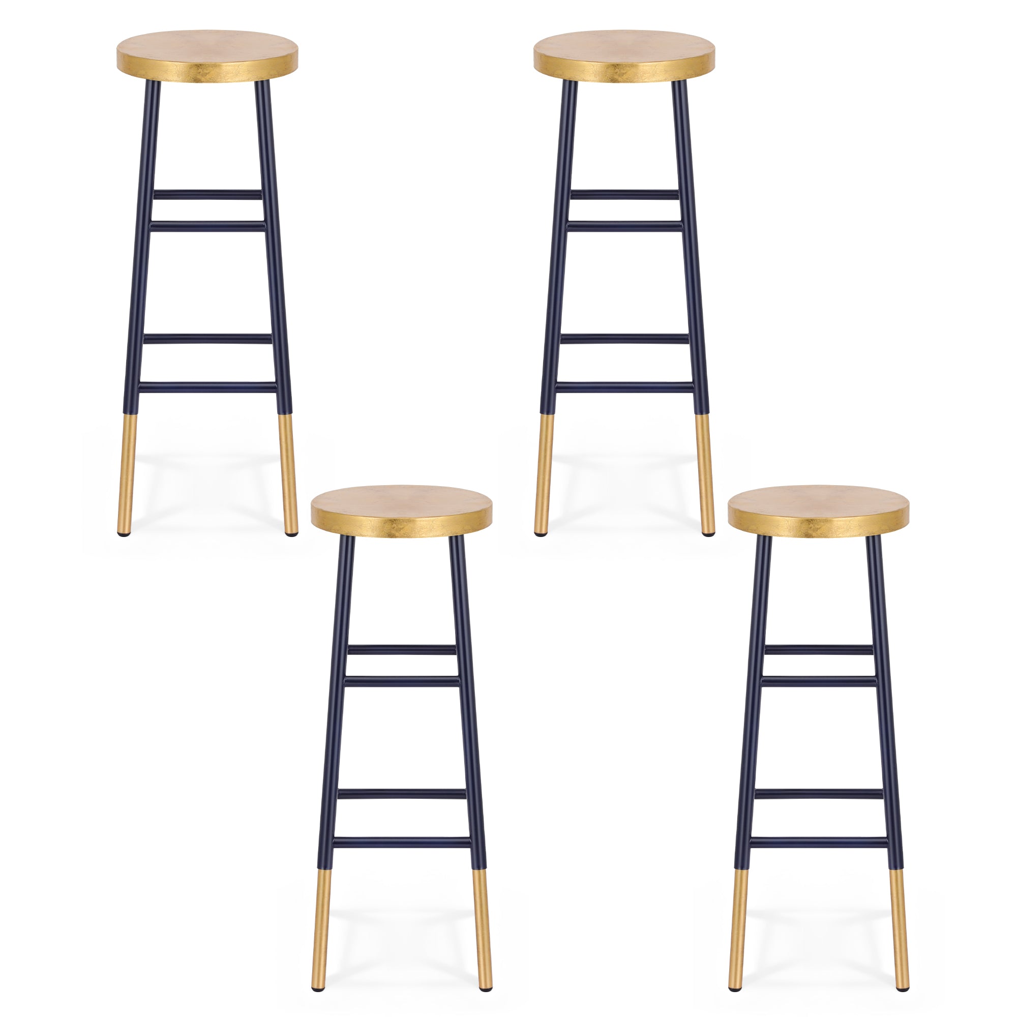 Artiss 4x Bar Stools Metal Gold Navy BA-U-5005-NAGDX4