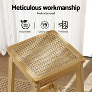 Artiss 2x Bar Stools Rubber Wood Stool Counter Chair Rattan Barstools Kitchen BA-Y-1031-NAX2