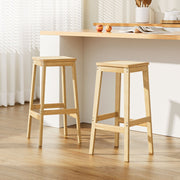 Artiss 2x Bar Stools Rubber Wood Stool Counter Chair Rattan Barstools Kitchen BA-Y-1031-NAX2