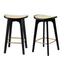 Artiss 2x Bar Stools Rattan Counter Kitchen Dinning Chair Bamboo Saddle Black BA-Y-1033-BKX2