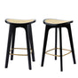 Artiss 2x Bar Stools Rattan Counter Kitchen Dinning Chair Bamboo Saddle Black BA-Y-1033-BKX2