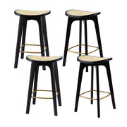 Artiss 4x Bar Stools Rattan Counter Kitchen Dinning Chair Bamboo Saddle Black BA-Y-1033-BKX4