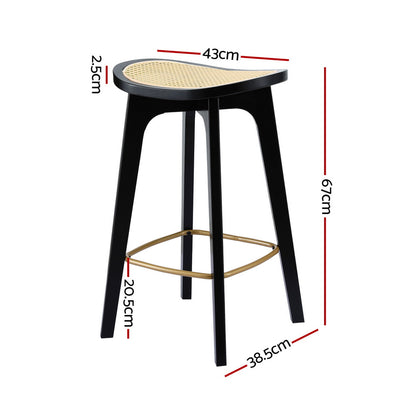 Artiss 4x Bar Stools Rattan Counter Kitchen Dinning Chair Bamboo Saddle Black BA-Y-1033-BKX4