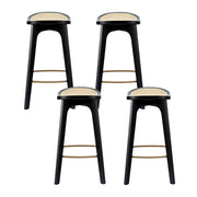 Artiss 4x Bar Stools Rattan Counter Kitchen Dinning Chair Bamboo Saddle Black BA-Y-1033-BKX4