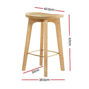 Artiss 2x Bar Stools Bamboo Rattan Stool Counter Chair Kitchen Barstools BA-Y-1033-NAX2
