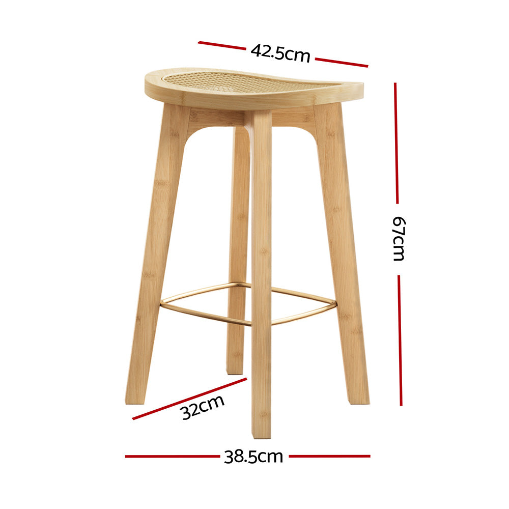 Artiss 2x Bar Stools Bamboo Rattan Stool Counter Chair Kitchen Barstools BA-Y-1033-NAX2