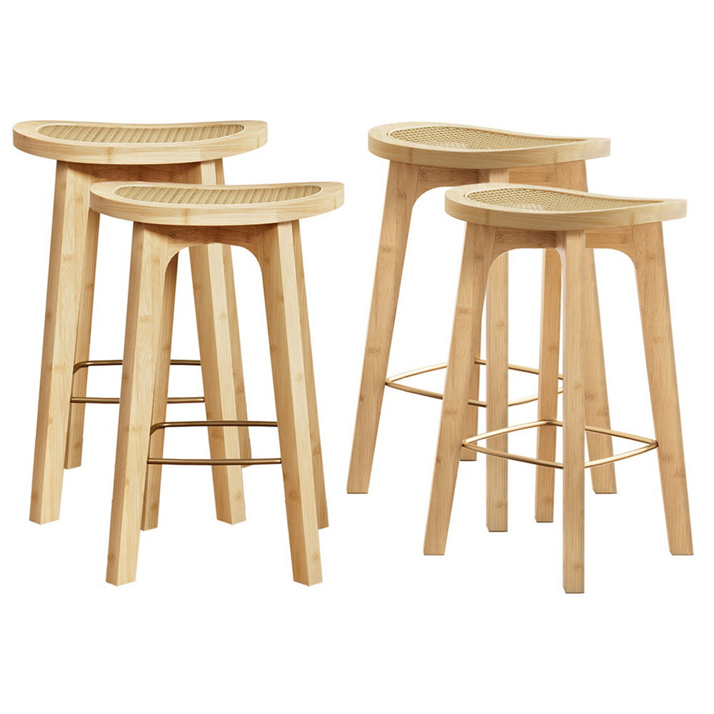 Artiss 4x Bar Stools Bamboo Rattan Stool Counter Chair Kitchen Barstools BA-Y-1033-NAX4