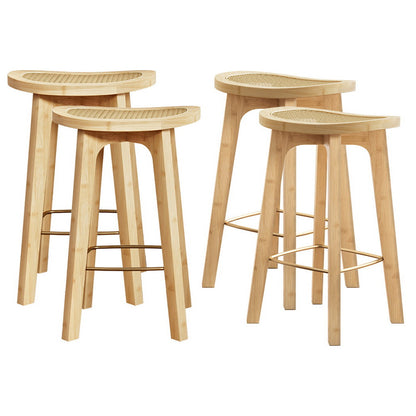Artiss 4x Bar Stools Bamboo Rattan Stool Counter Chair Kitchen Barstools BA-Y-1033-NAX4