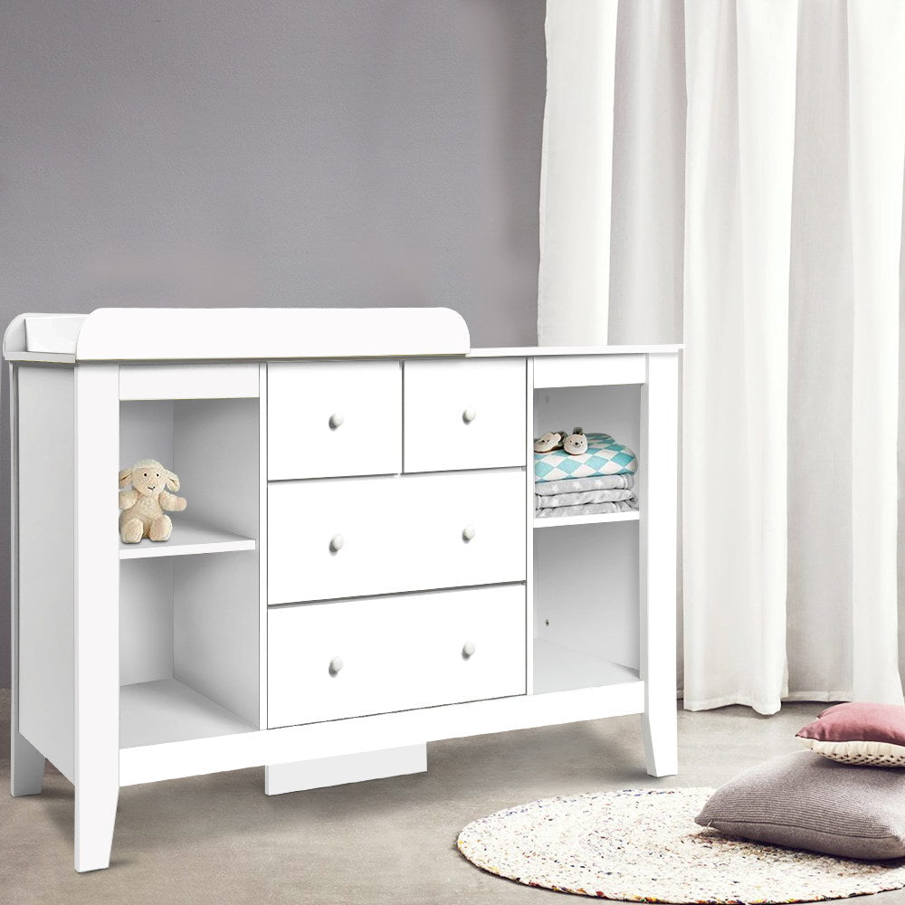 Keezi Baby Changing Table Diaper Station Drawers Chest Cabinet Nursery Furniture BABY-CHEST-WHITE-AB