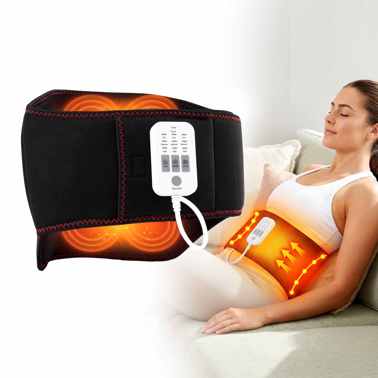 Livemor Back Massager for Sciatica Relief, Airbag Traction and Heat Lumbar Support Belt, 124cm BACK-MASSAGER-BELT-BK
