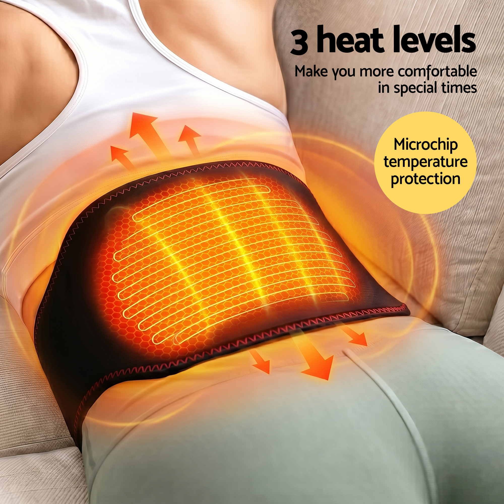 Livemor Back Massager for Sciatica Relief, Airbag Traction and Heat Lumbar Support Belt, 124cm BACK-MASSAGER-BELT-BK