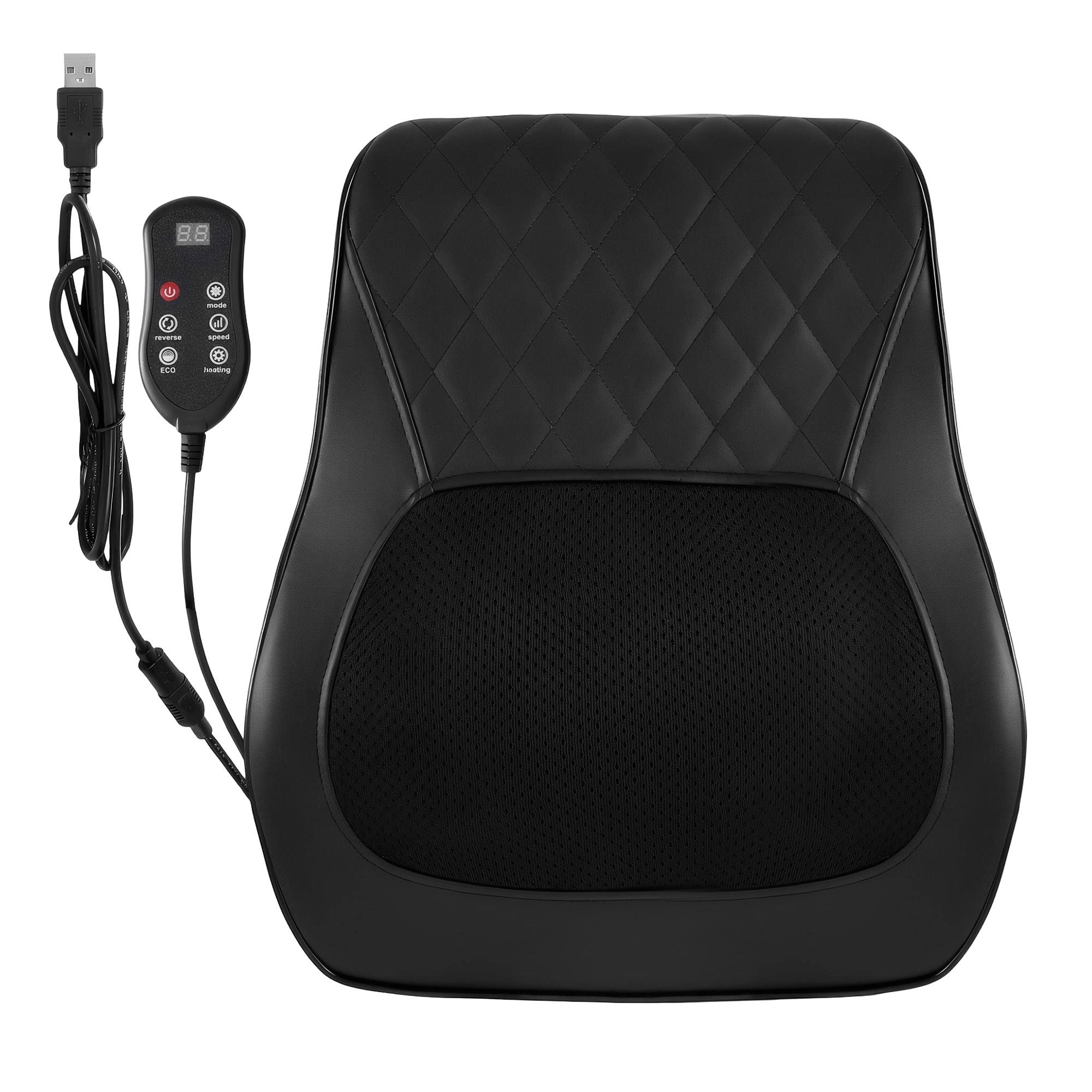 Livemor Back Massager with Heat and Traction, Neck and Shoulder Massage Pillow, Ergonomic Backrest for Office BACK-MASSAGER-TRA-BK