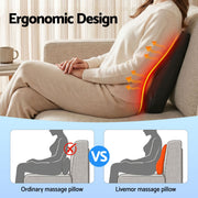 Livemor Back Massager with Heat and Traction, Neck and Shoulder Massage Pillow, Ergonomic Backrest for Office BACK-MASSAGER-TRA-BK