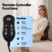 Livemor Back Massager with Heat and Traction, Neck and Shoulder Massage Pillow, Ergonomic Backrest for Office BACK-MASSAGER-TRA-BK