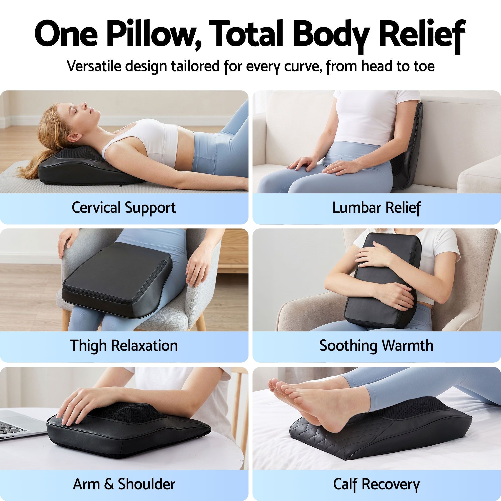 Livemor Back Massager with Heat and Traction, Neck and Shoulder Massage Pillow, Ergonomic Backrest for Office BACK-MASSAGER-TRA-BK