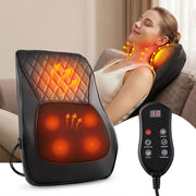 Livemor Back Massager with Heat and Traction, Neck and Shoulder Massage Pillow, Ergonomic Backrest for Office BACK-MASSAGER-TRA-BK